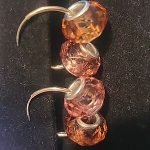 Silver tone hoop beaded earrings